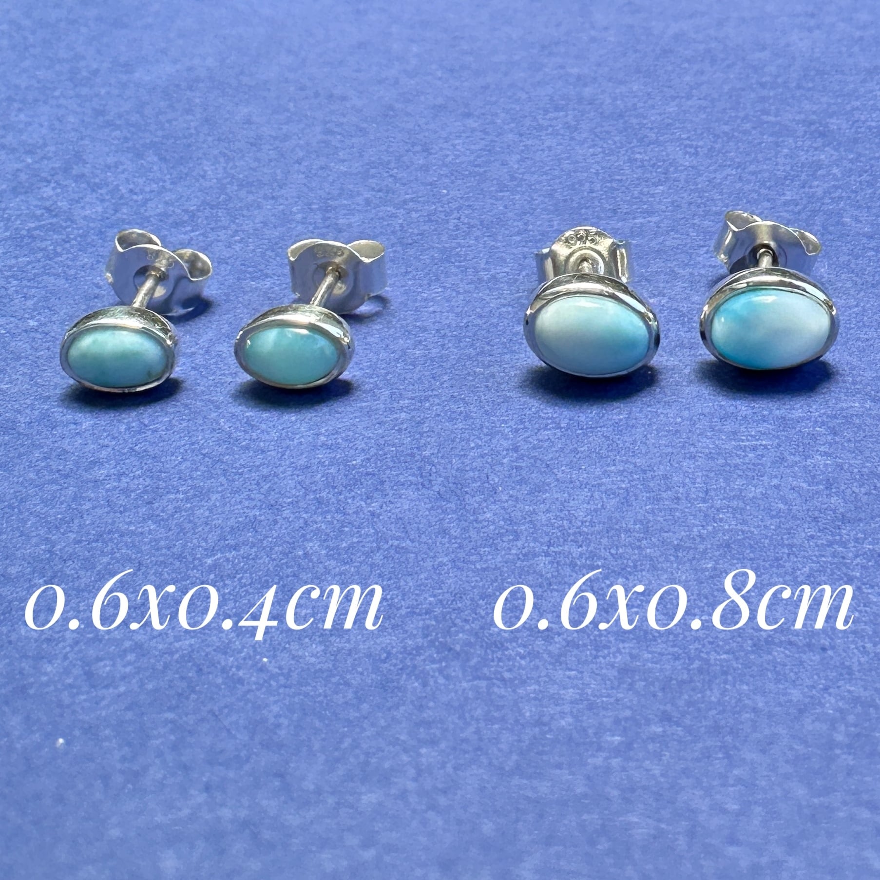 ラリマー オーバル スタッドピアス 0.6 x 0.4 cm 小さめピアス Small