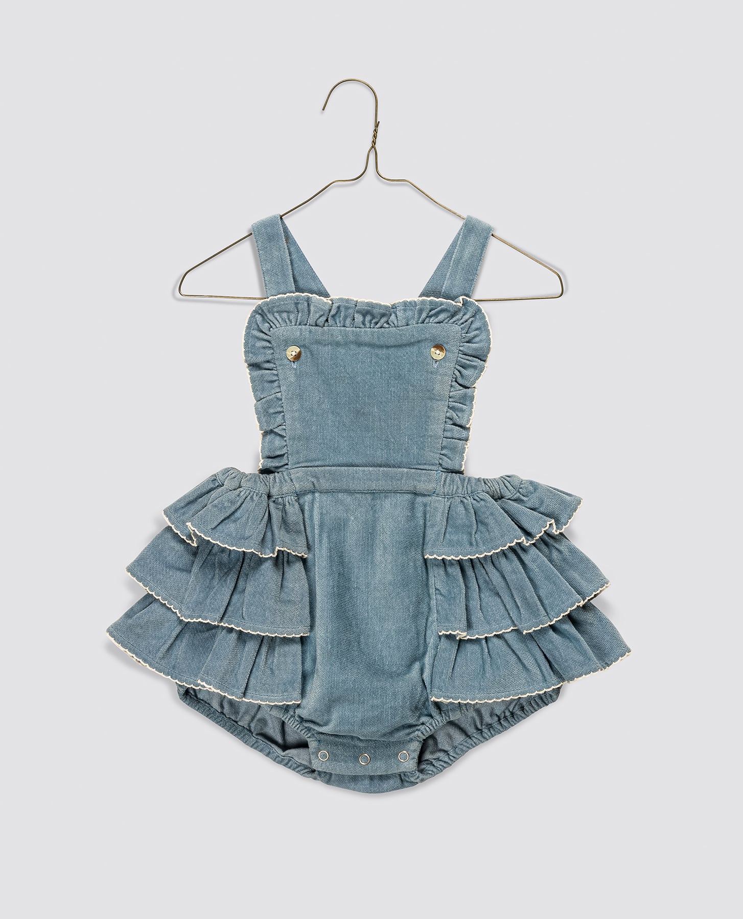 送料無料 Little Cotton Clothes/Velvet Dhalia romper in Eggshell