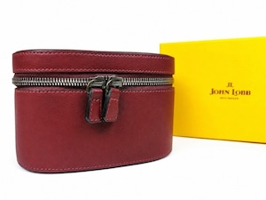 ★幻のレア・黄箱時代・新品未使用★ ジョンロブ　トラベルケース　ダブルジップ　オールレザー　レッド　純正BOX付属