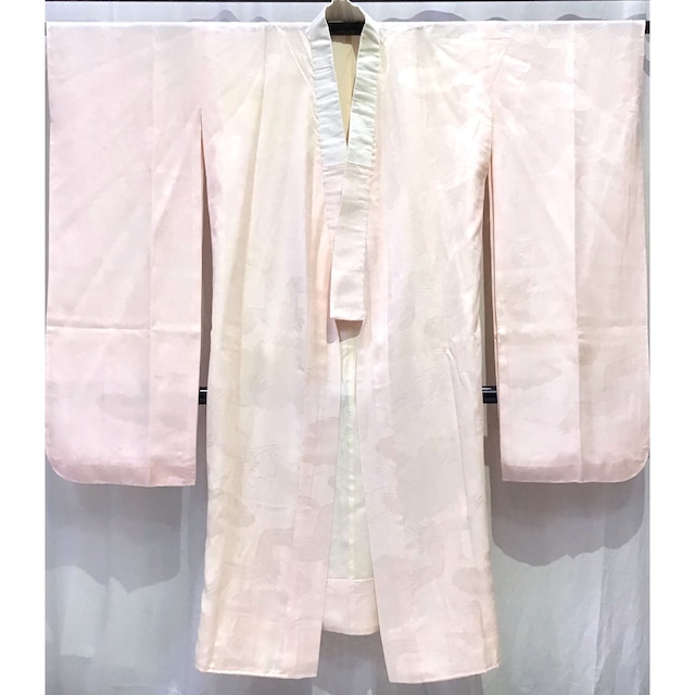 着物・長襦袢・鶴・雲・うすピンク系地・No.200701-2189・梱包サイズ60