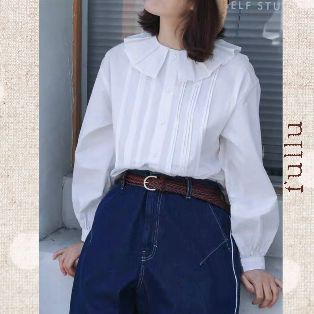 クラシックラッフルカラー ブラウス fu0962