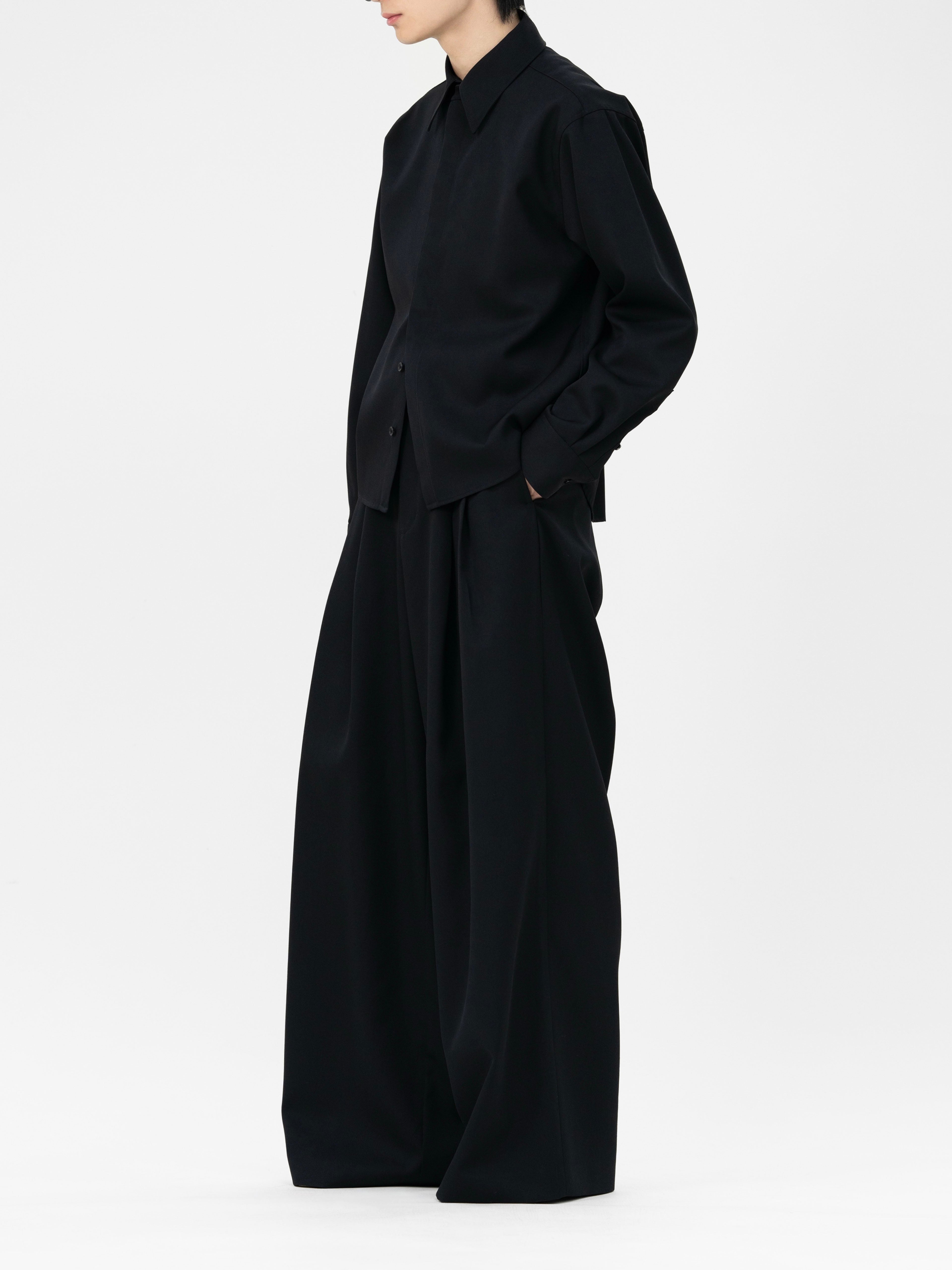 Lapiis Heavy wool gabardine blouson 02 黒 HEAVY WOOL GABARDINE SHORT SHIRT JACKET【BLACK】 | lapiis