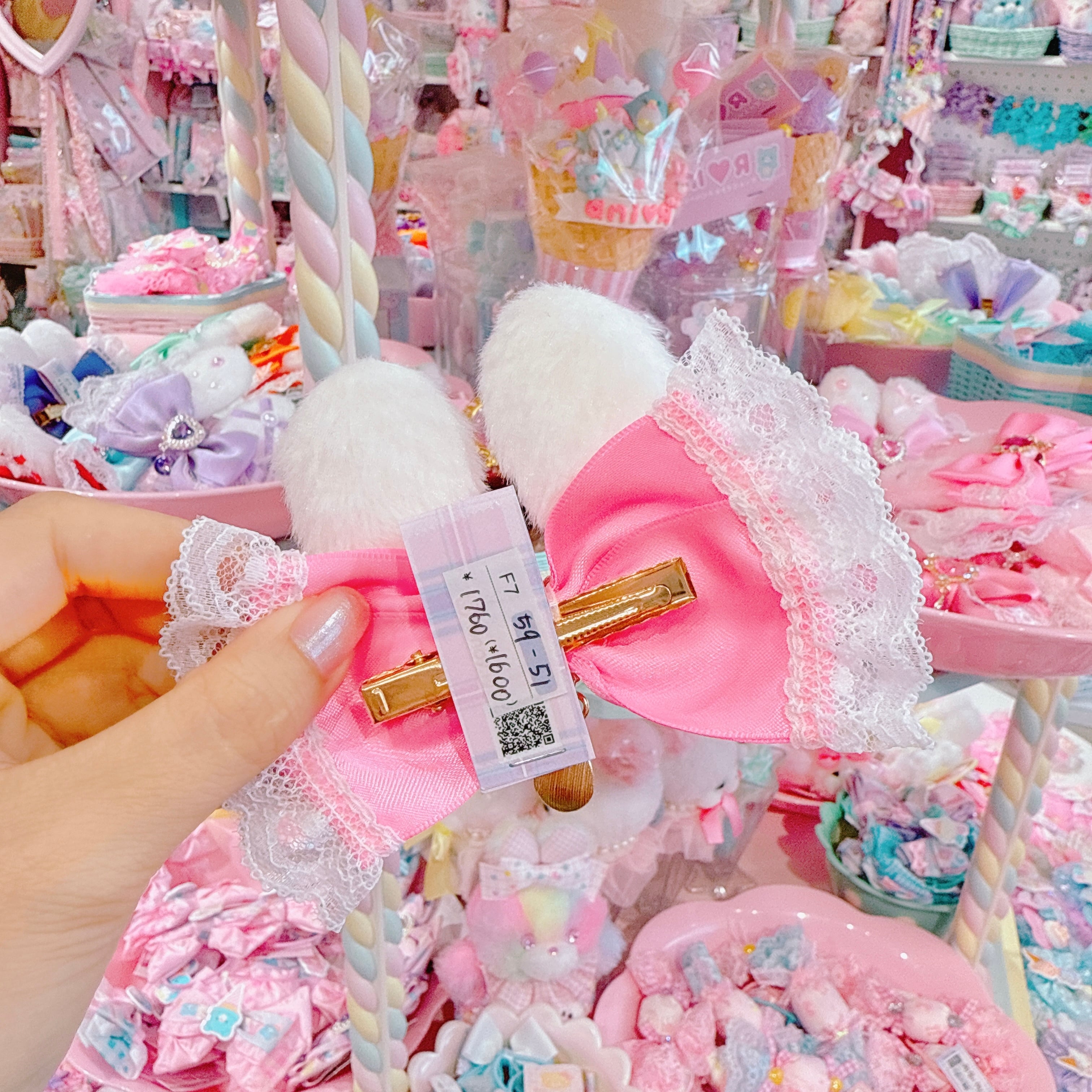 【F7】59-51うさ耳リボンヘアクリップ