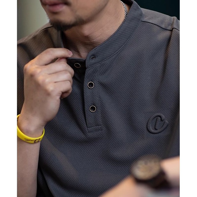 エンブレムデザイン バンドカラーシャツ 10166