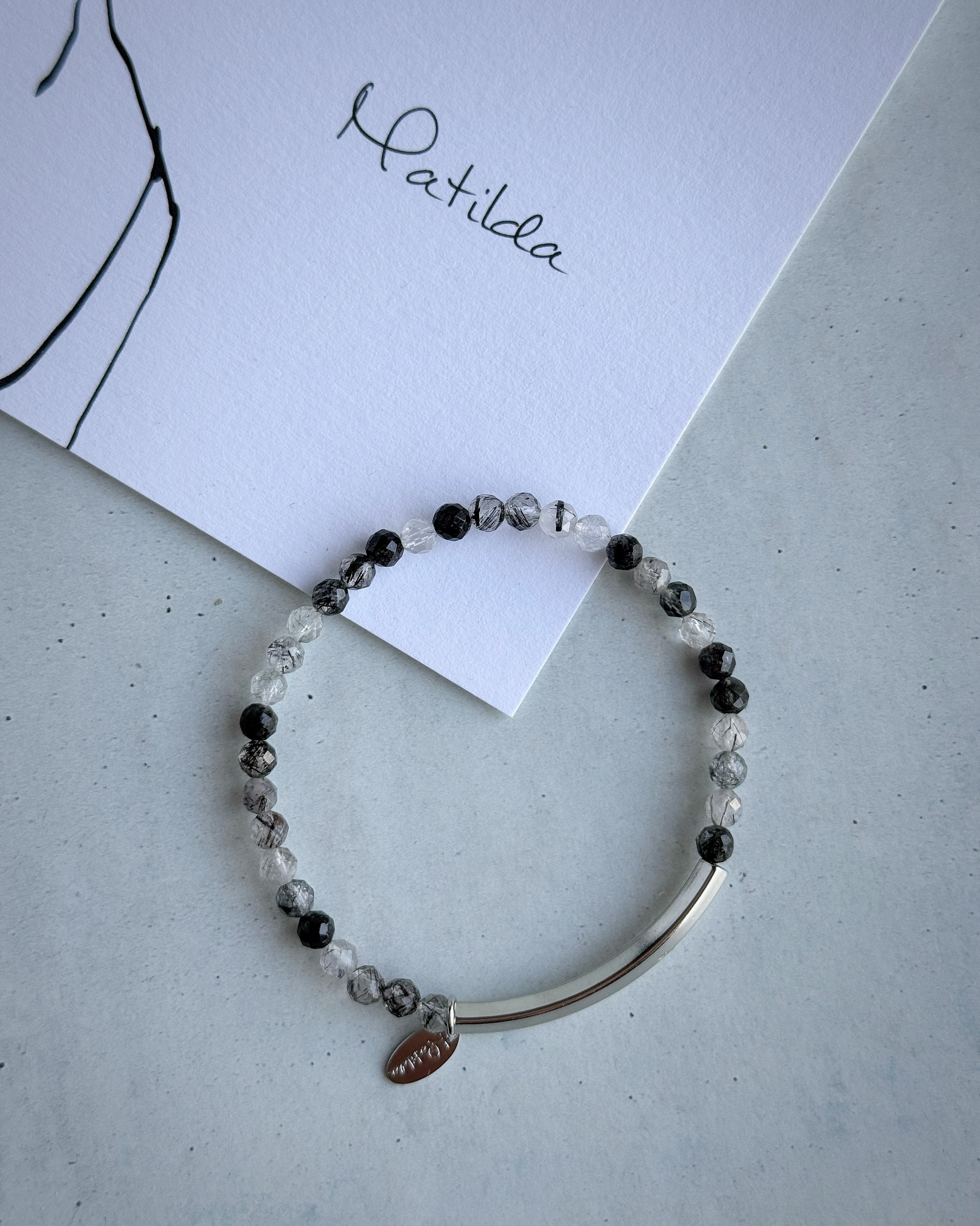 Tube & stone bracelet(ブラックトルマリンインクォーツ)