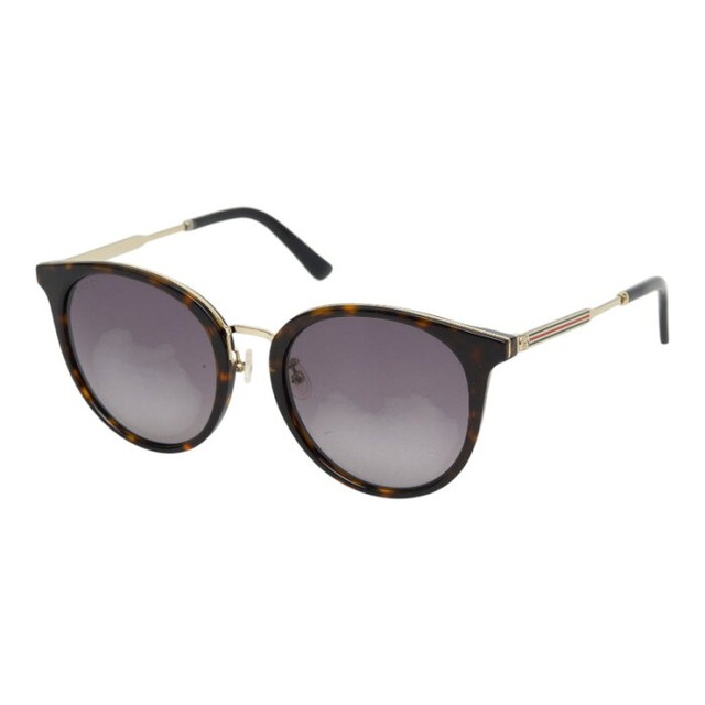 グッチ インターロッキングG シェリーライン アジアンフィット サングラス GG0204SK ブラック プラスチック レディース GUCCI 【中古】