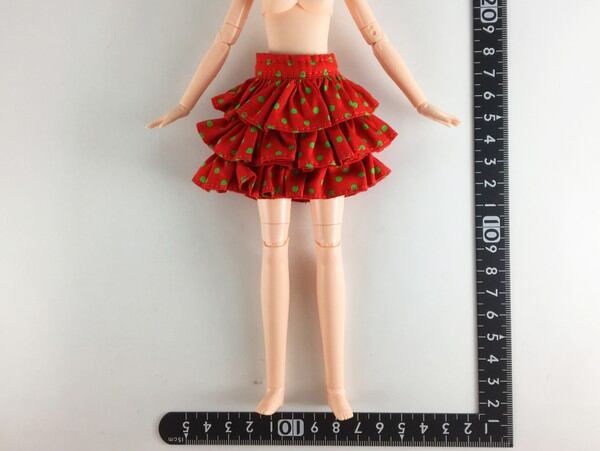 ドール服 1/6 女性用25 ティアードスカート 赤緑ドット A-7 - 画像1