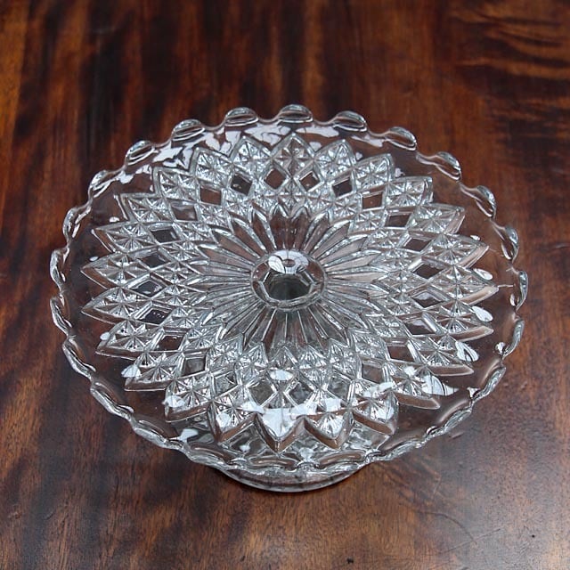 イギリス アンティーク ケーキスタンド/プレスガラス/コンポート 皿 『送料無料』CA-058