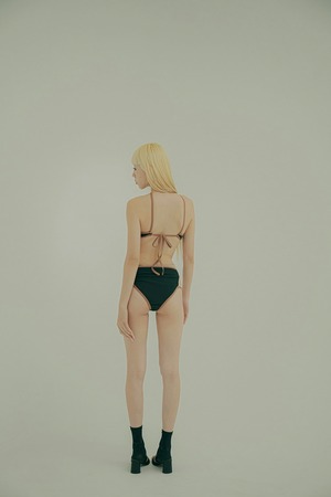 Bicolor Strap Swim Panties  / BLACK