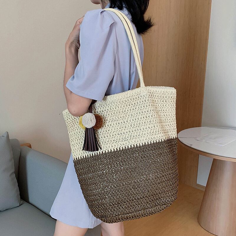 大容量バッグ女性バッグ2020新しい波夏のファッション野生の織りショルダーバッグネット赤ポータブルトートバッグ Tiancai_Wing_Bag6500766