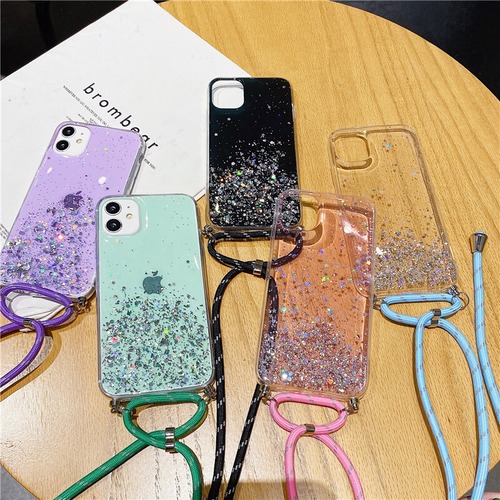 銀箔☆iPhoneケース クリア キラキラ アイフォン 12ProMax~7ケース スマホケース 乙女心をくすぐる♪税関込