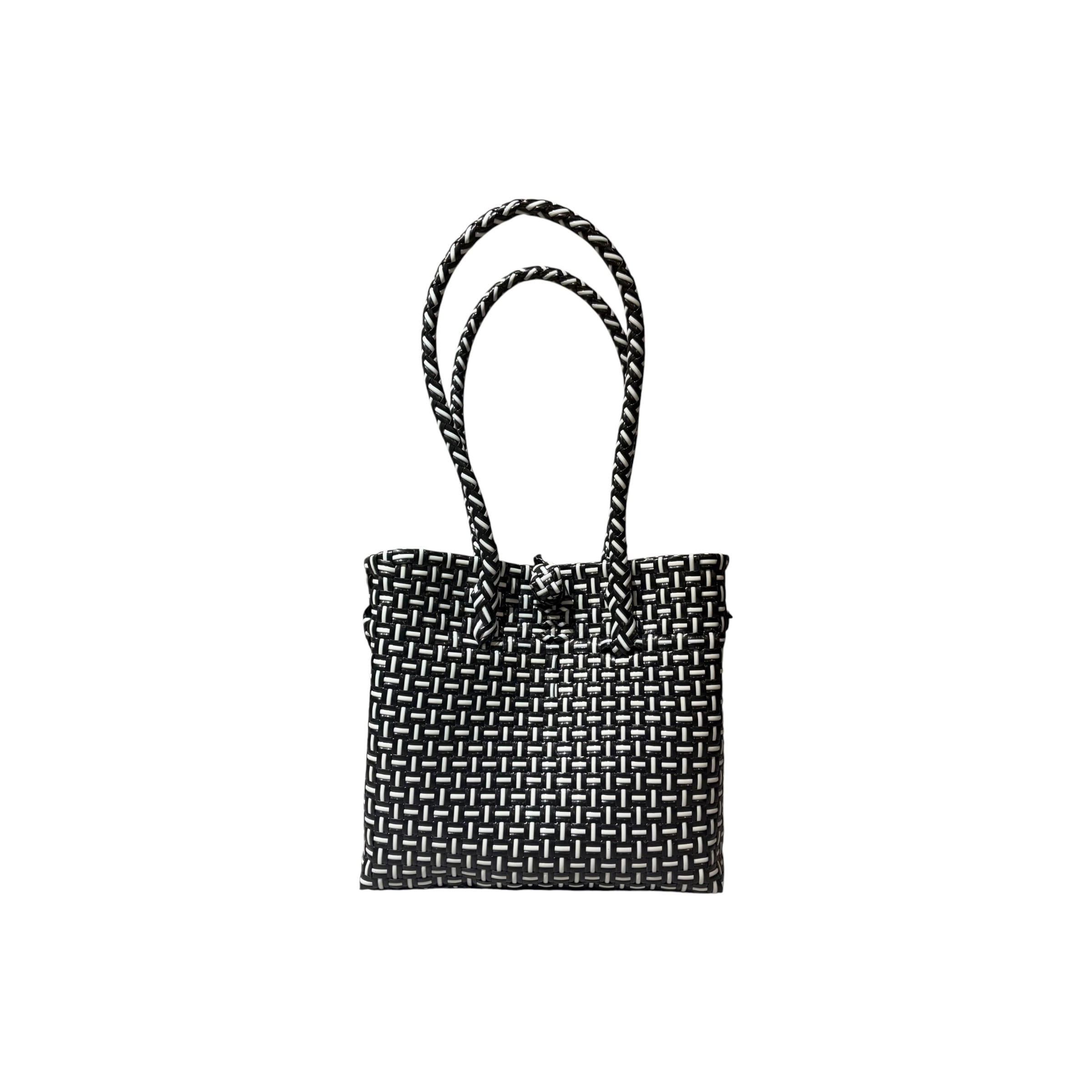 BASIC TOTE BAG - BLACK & WHITE / LONG HANDLE / M