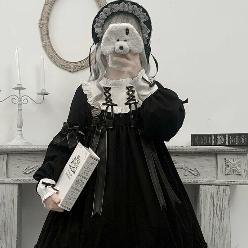SEASONZ ゴスロリ レトロ ロリータ ワンピ 編み上げ フリル 病み可愛い
