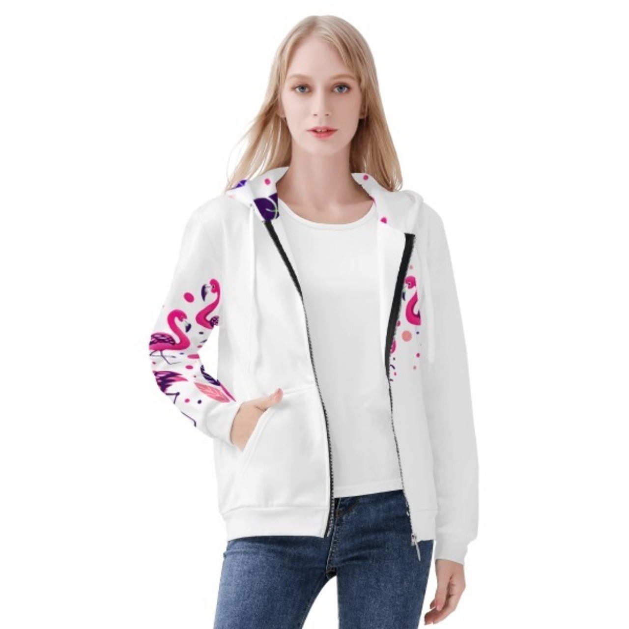 Women's All Over Print Zip Up Hoodie 4273