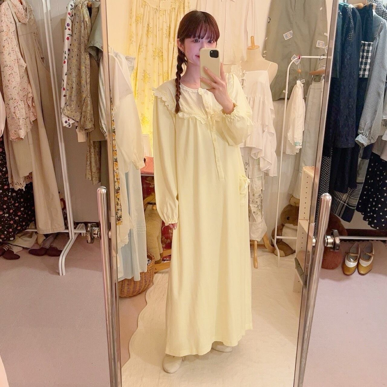 yellow cotton neglige one-piece