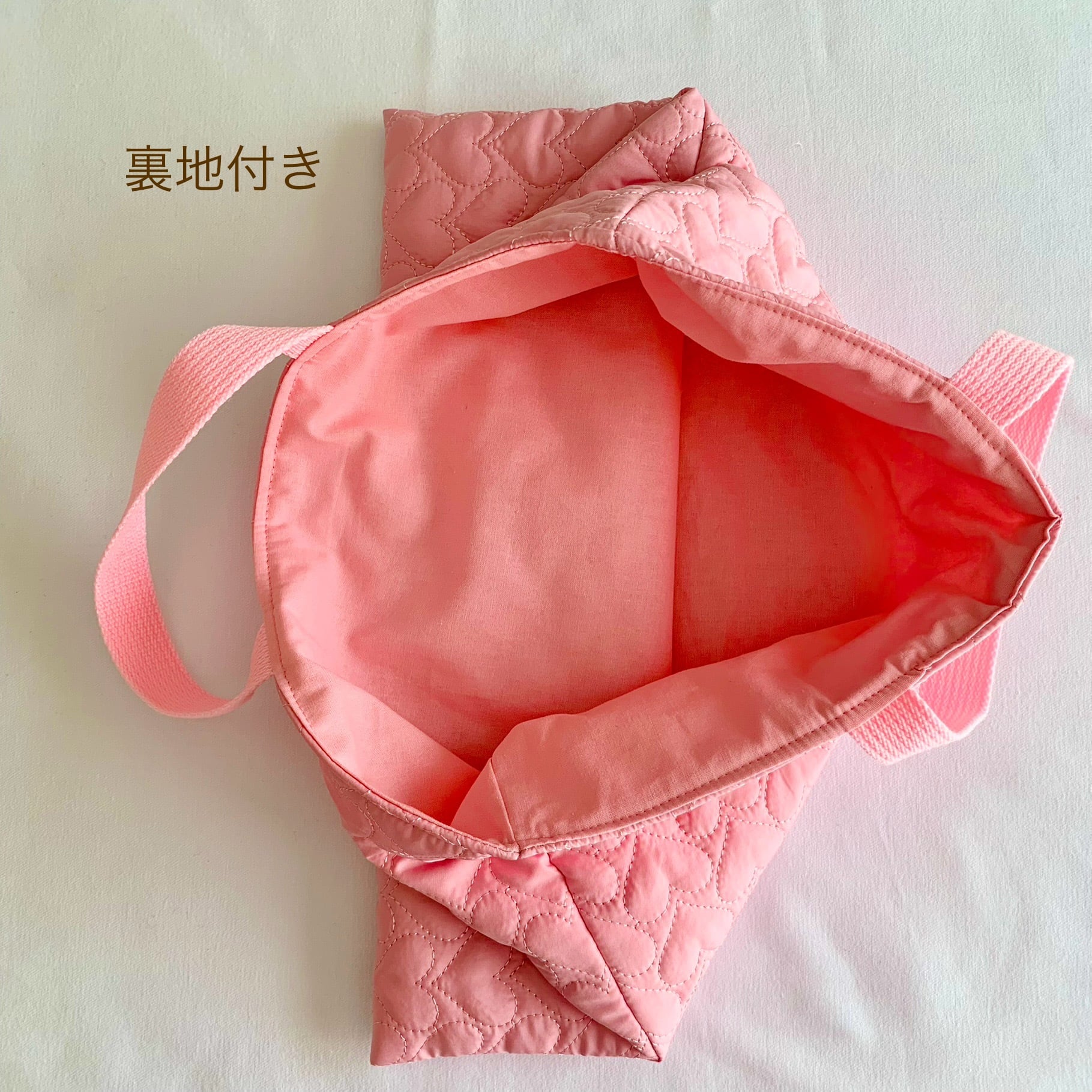 レッスンバッグ 女の子 キルティング ハート刺繍 ピンク サイズ