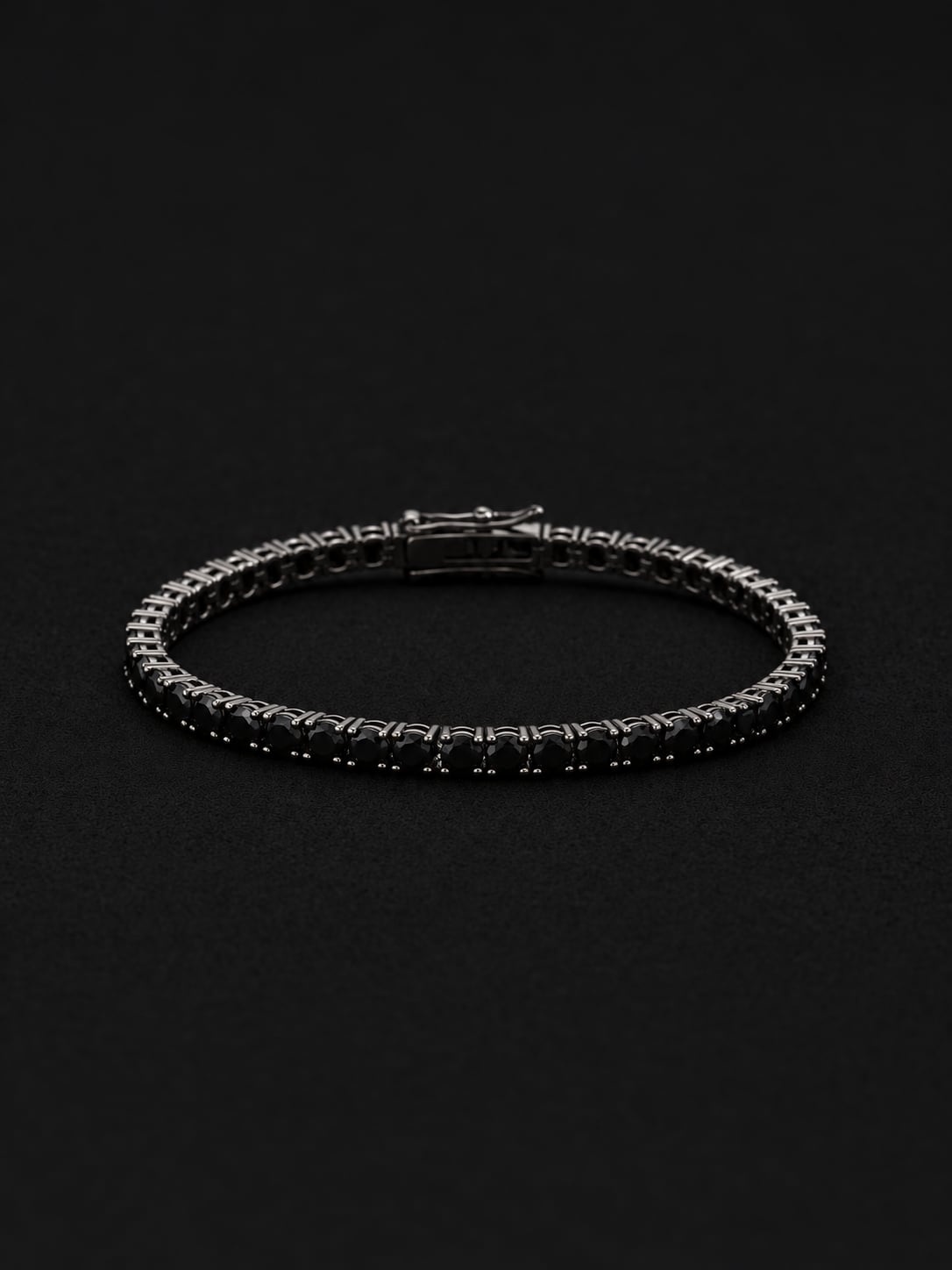 【4mm】Black Tennis Chain Bracelet -Black/Silver/Gold -