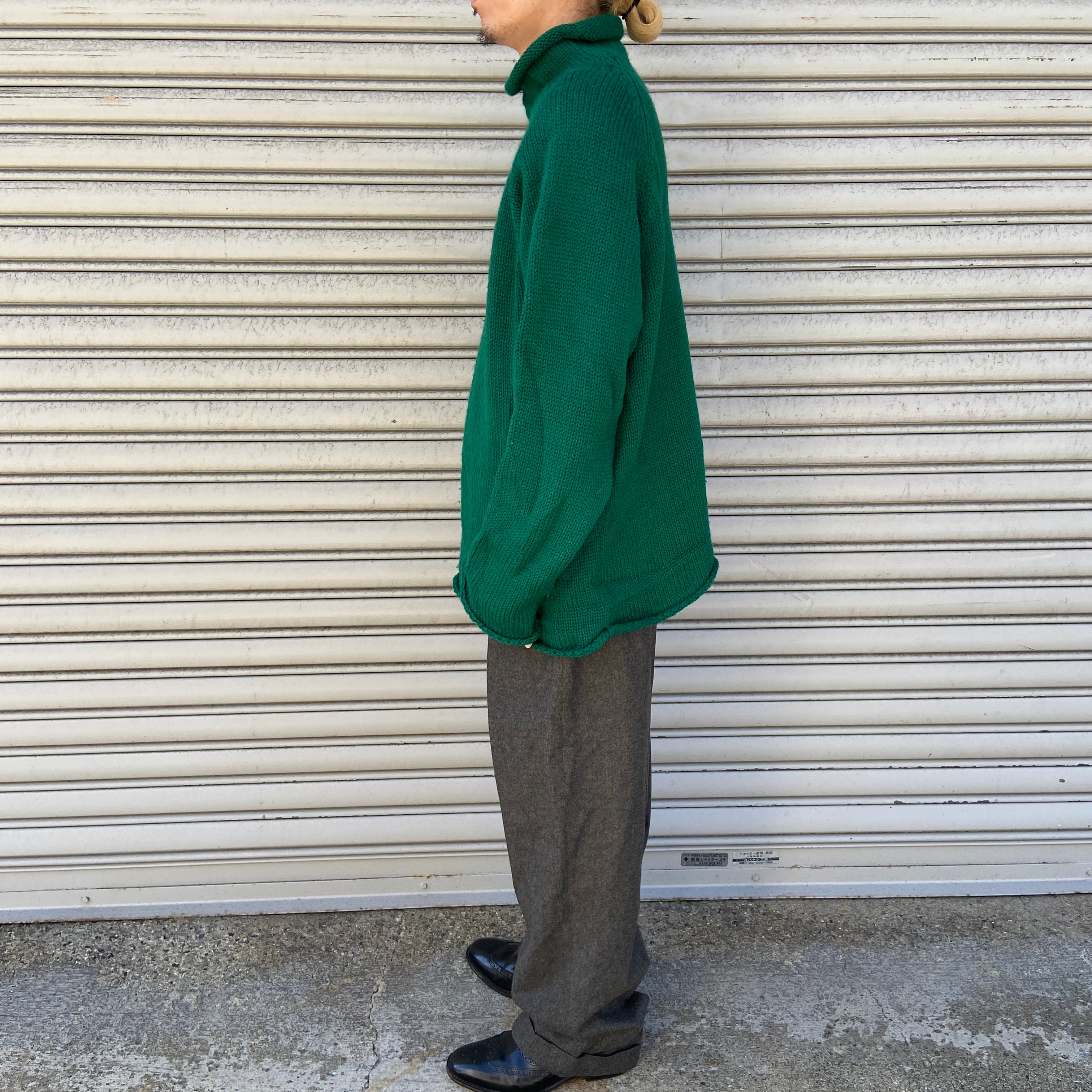 90s J.CREW ロールネックウールセーター 巨人タグ ニット 緑 L 90s J.CREW ロールネックウールセーター 巨人タグ ニット 緑 L