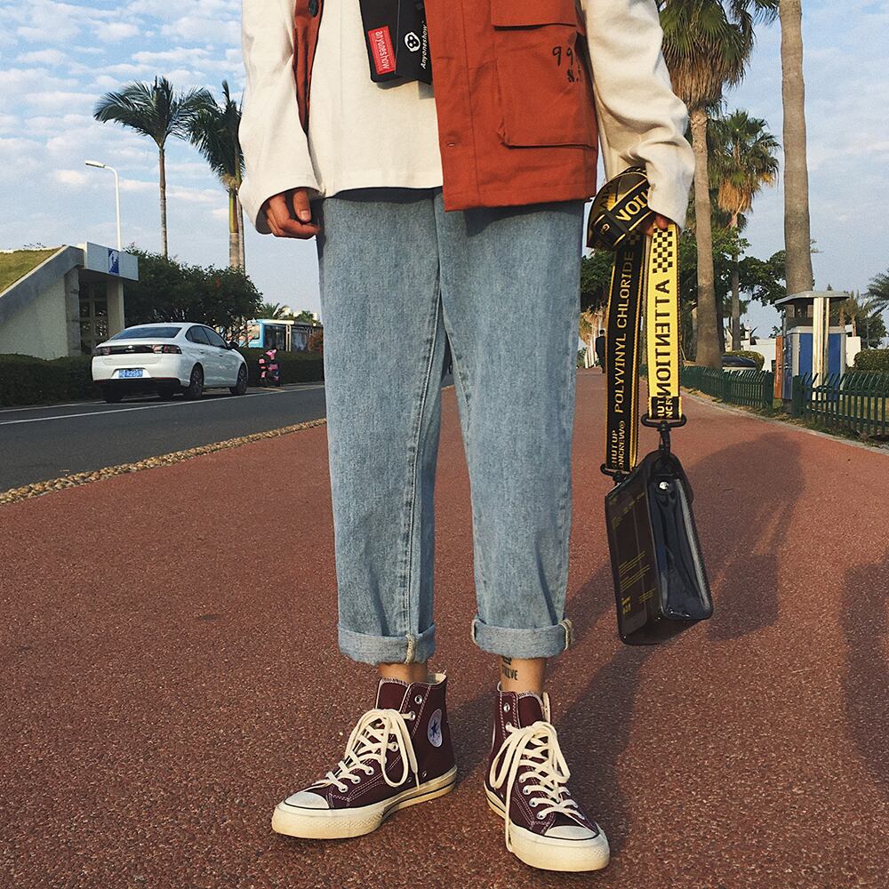 全2色 デニム パンツ ストレート カジュアル シンプル 無地