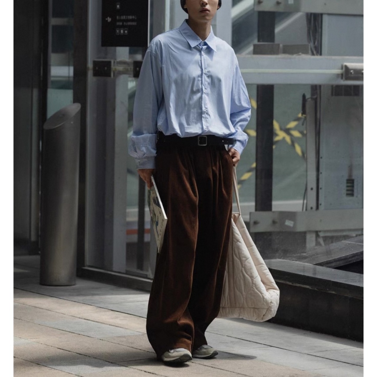 Two-tone striped oversized shirt 0470 - 14