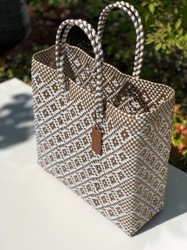 M Mercado Bag (Normal handle) Gold/White