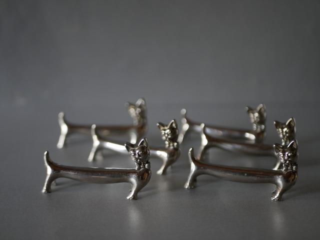 ネコのカトラリーレスト　フランスアンティーク　ヴィンテージ　ブロカントのある暮らし　猫　