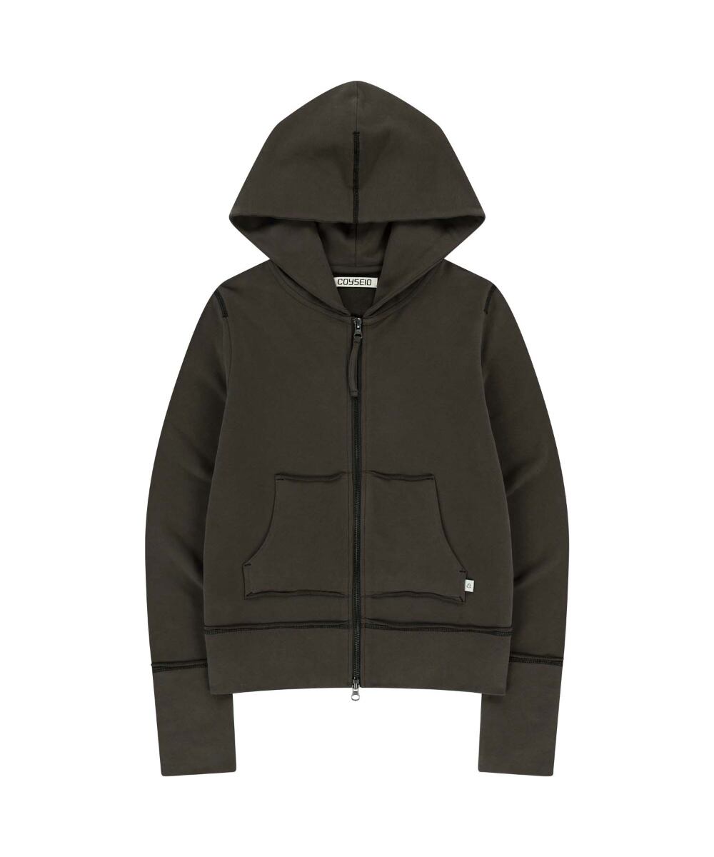 COYSEIO] STITCH HOOD ZIP-UP DARK BROWN 正規品 韓国ブランド 韓国