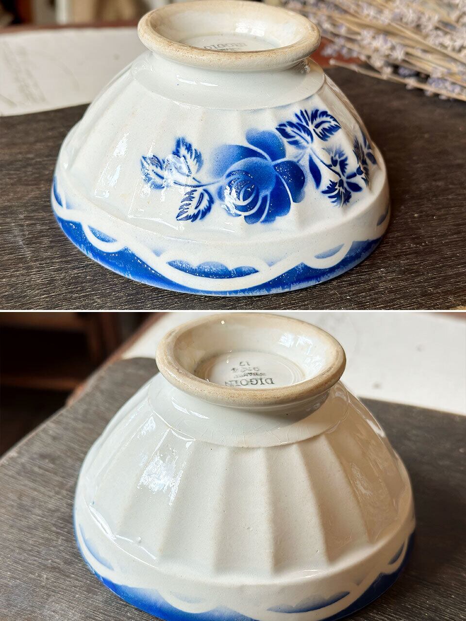 フランスアンティーク★ カフェオレボウル DIGOIN/薔薇 ブルーのカフェオレボウル digoin ROSE バラ | Brocante de La Cocotte