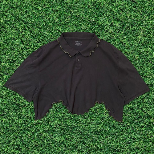 チビ丈mellowリメイクポロシャツ ブラウン