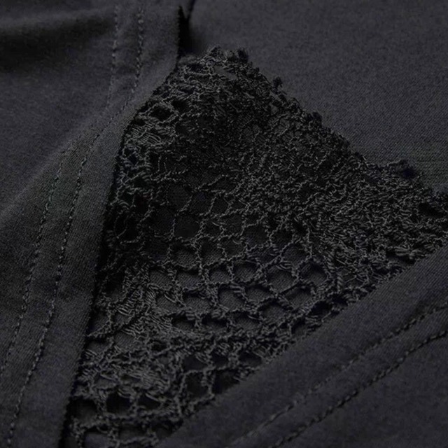 V-neck lace bead top C1264