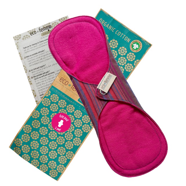 普通の日用 防水あり 布ナプキン 肌面色付き オーガニック フェアトレード Eco Femme