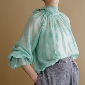 ★バックリボンシアーブラウス(ライム)
