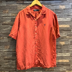 RALPH LAUREN LINEN SILK OPENCOLLAR SHIRT RED