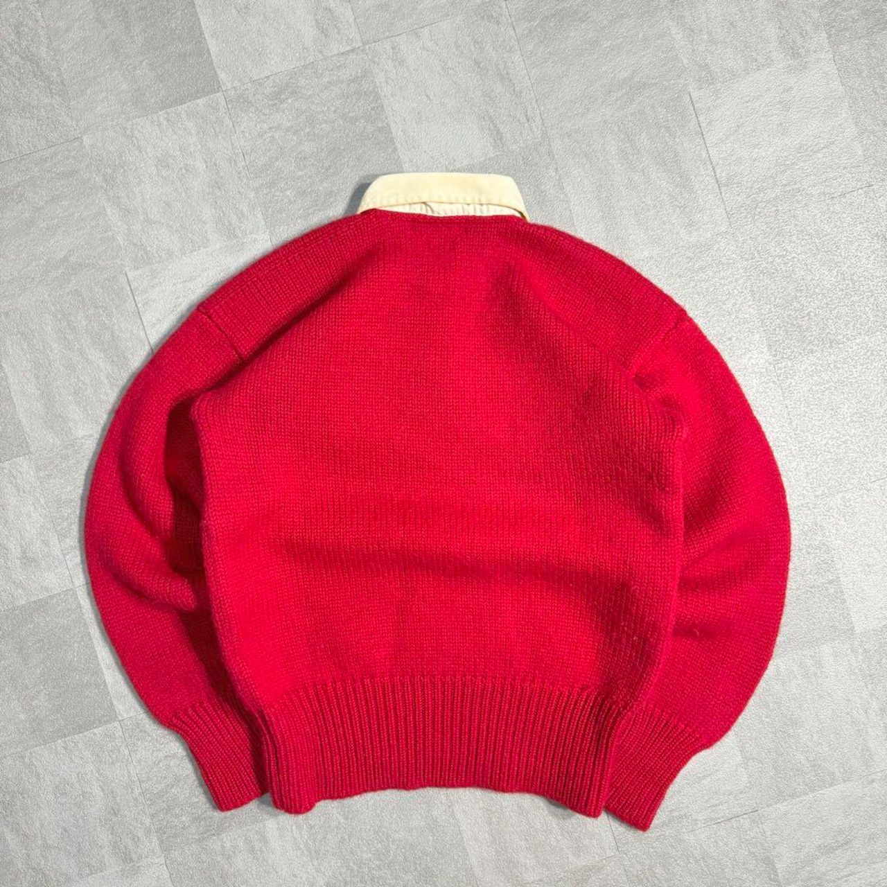 【究極】ポロラルフローレン セーター 90s ロゴ刺繍 襟切替 ゴムボタン 美品