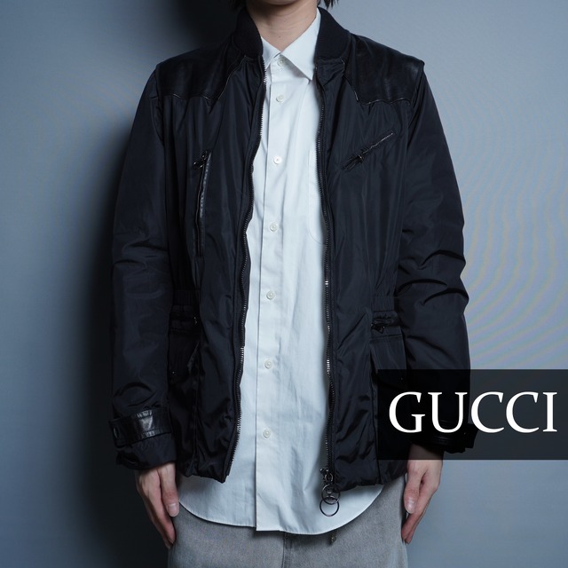 GUCCI】グッチ 09AW archive ナイロン×レザー ギミックジャケット