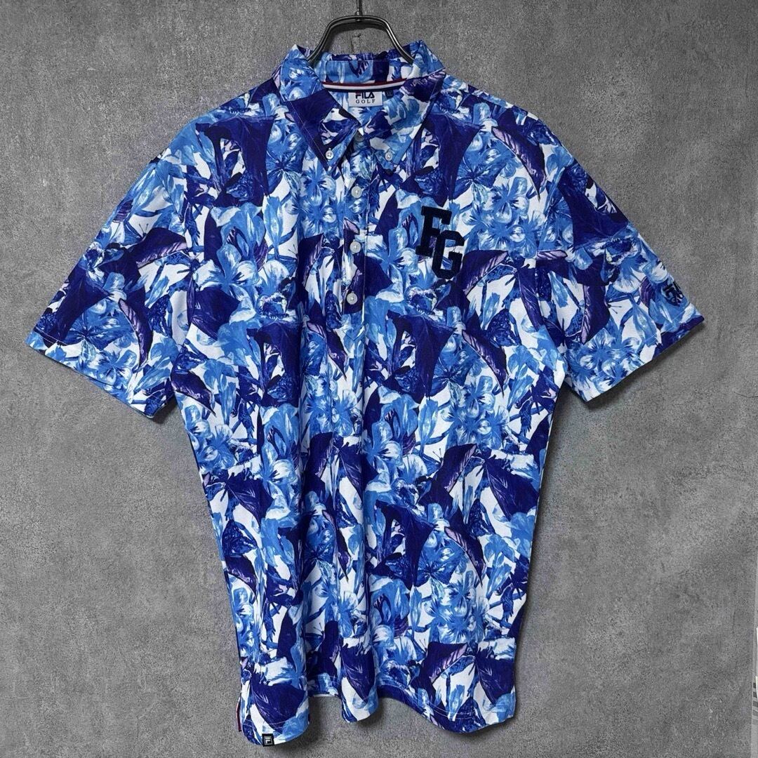 メンズ】FILA GOLF フィラゴルフ ポロシャツ ボタニカル ブルー LL | G.L.F