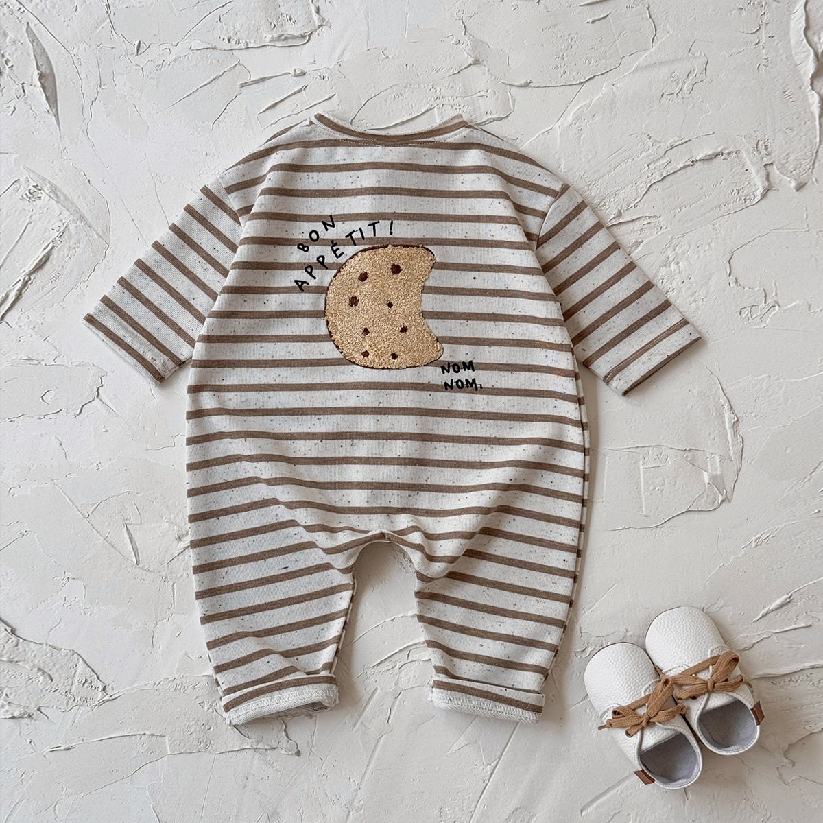 sweetワッペンつぶつぶボーダーカバーオール