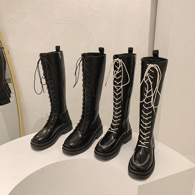 ロングブーツウィンターレッド薄手ブラック レース 靴 シューズ 冬物 レースアップ フェイクシューズ90884106927