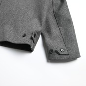 INTERIM / HEAVY MELANGE FELTED VIRGIN WOOL DEADSTOCK LEATHER COLLAR HARRINGTON JACKET