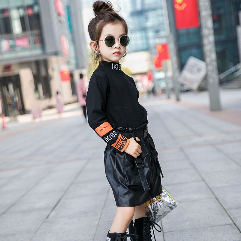 ガールズシックボトミングシャツ2020冬新作スタイルオールマッチ長袖Tシャツ子供用ハイネックウォームトップス トレンディボーイ57777962796