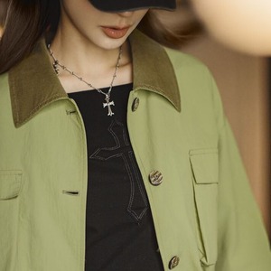 Green Drawstring Multi-Pocket Jacket / グリーン ドローストリング マルチポケット ジャケット