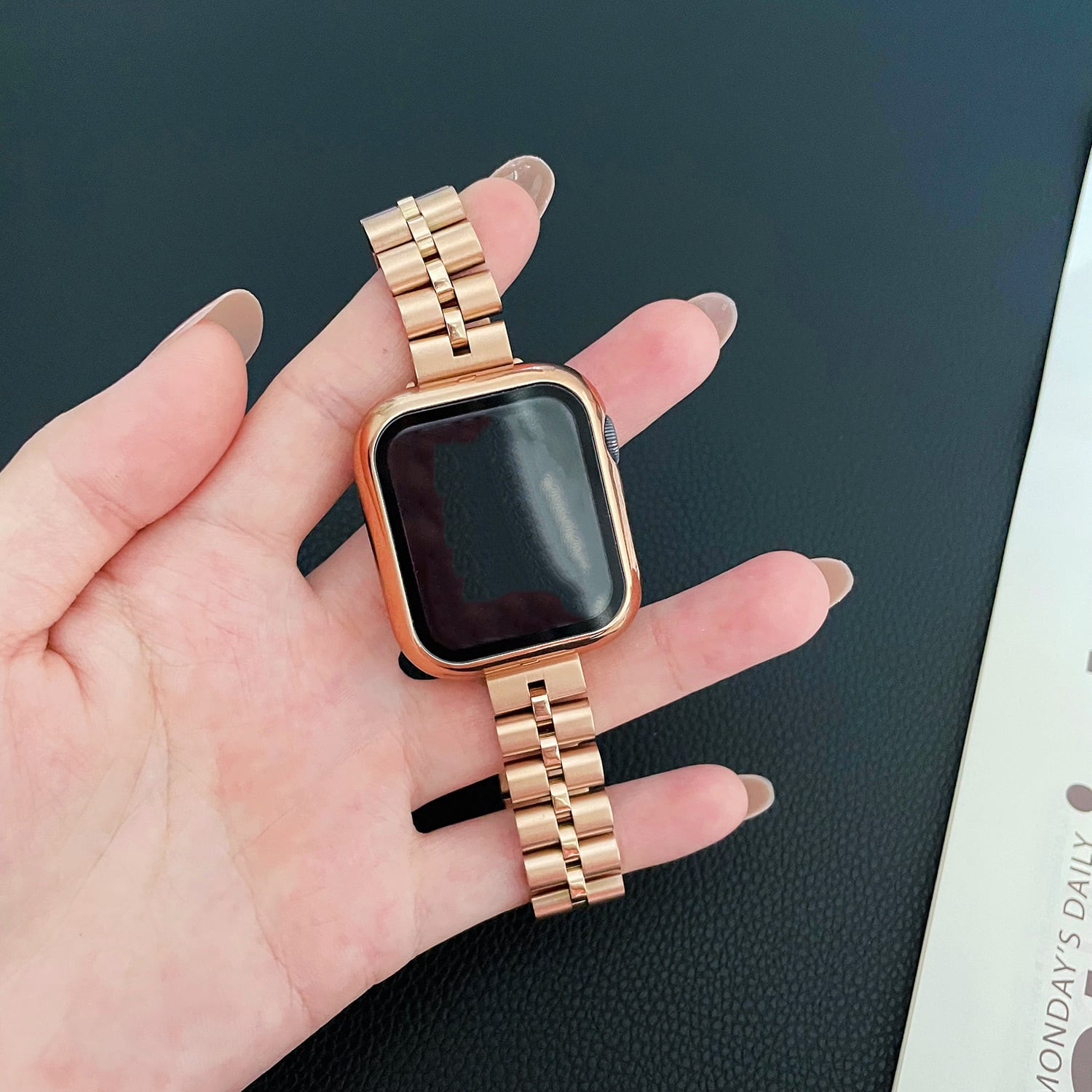 アップルウォッチ Apple Watch バンド ベルト＋カバー ピンク E