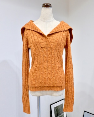 90s SAILOR COLLAR CABLE KNIT SWEATER