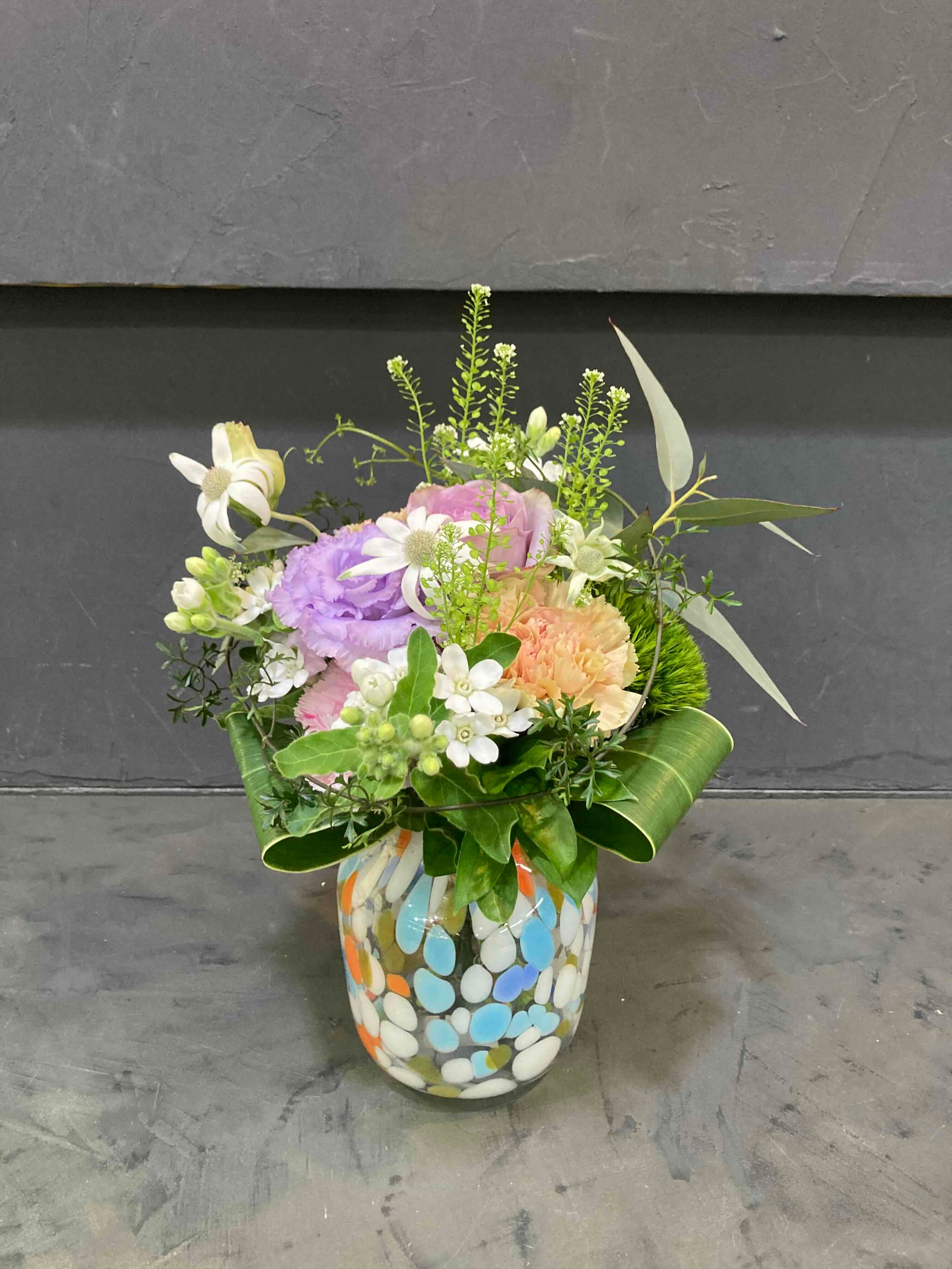 【5月６～10日着】母の日ブーケ「ナチュラルカラーブーケ(花瓶付き)」早期ご予約割中‼