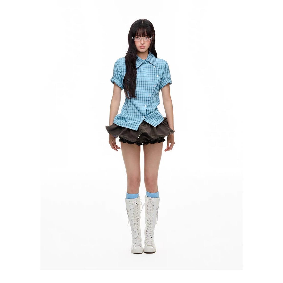 JIKOO] Blue Check Twilight Plaid Shirt | BYORI
