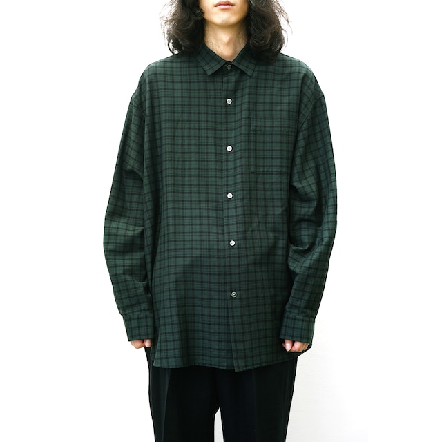 [Blanc YM] (ブランワイエム) BL-22A-PWS Plaid Wide Shirt (green)