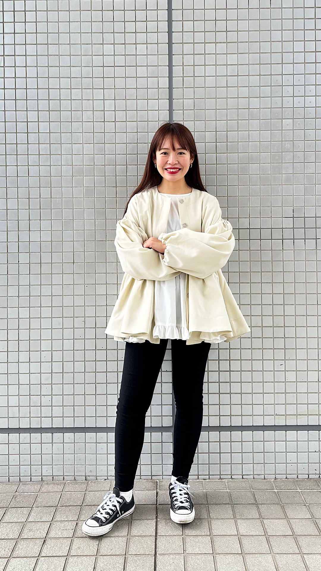 フリルギャザージャケット_エクリュ | YOIHI 