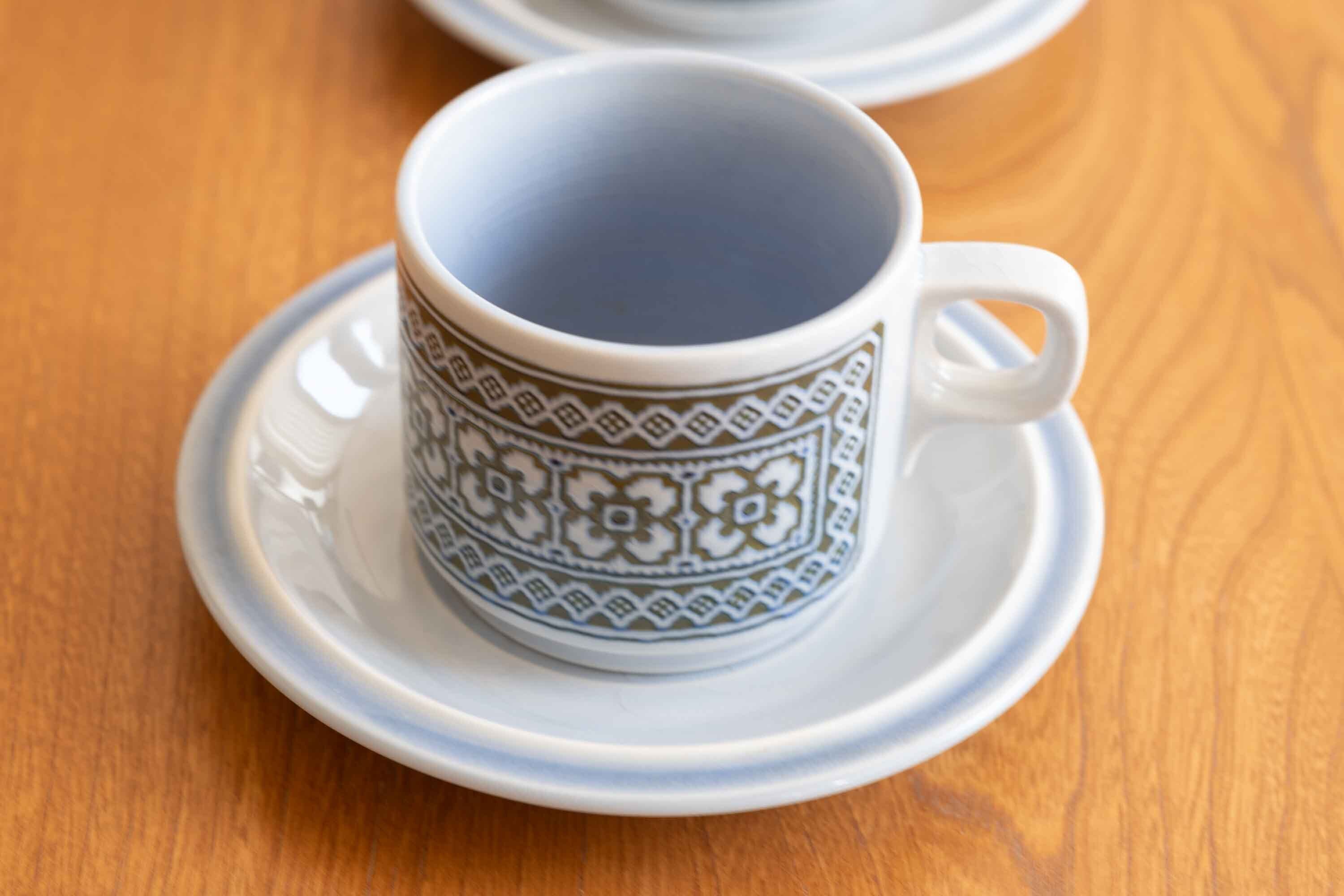 英国 ホーンジー(HORNSEA)コーヒーカップ&ソーサー タペストリー柄 1