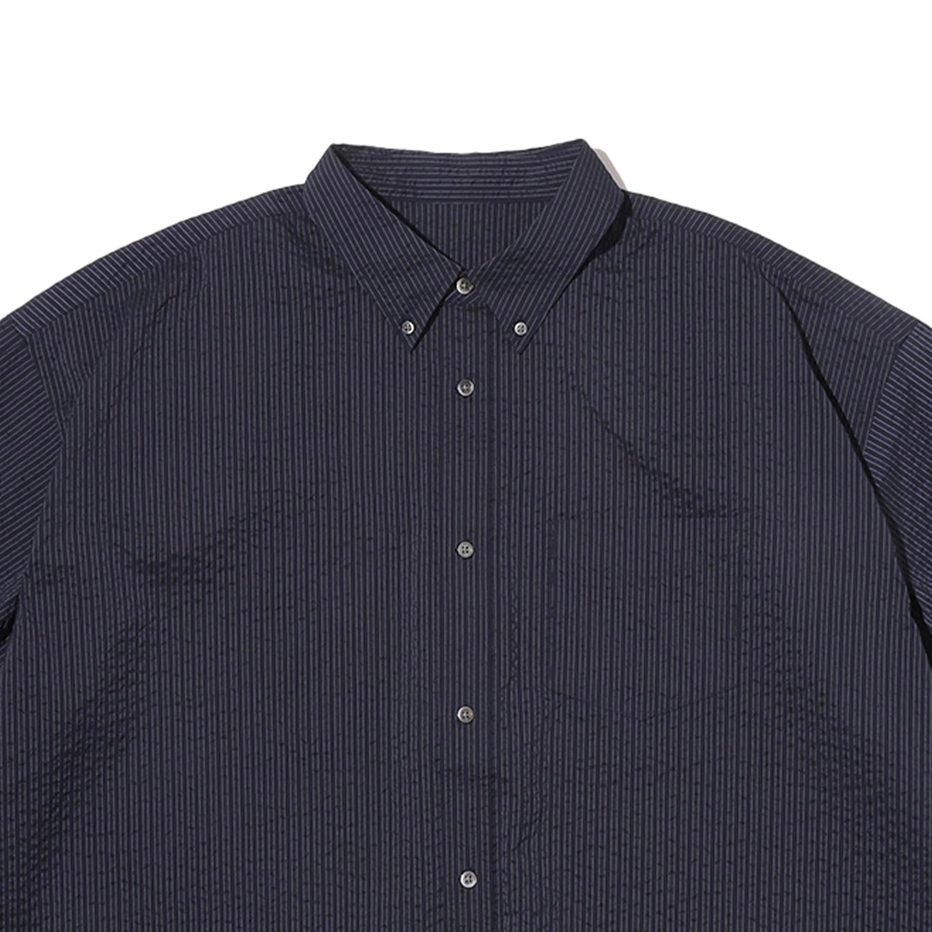 FreshService SEERSUCKER S/S B.D SHIRT (navy × black) フレッシュ