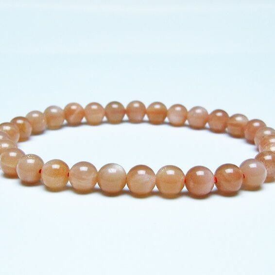 オレンジムーンストーン ブレスレット 6mm 一点物 メール便可 [M便 1/10] 111-48581
